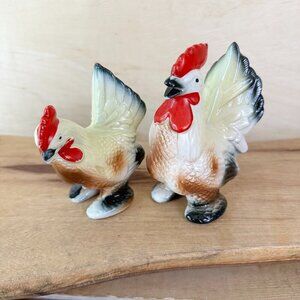 Vintage Chicken Salt Pepper Shakers Rooster Hen‎ Ceramic Shaker Farm Decor